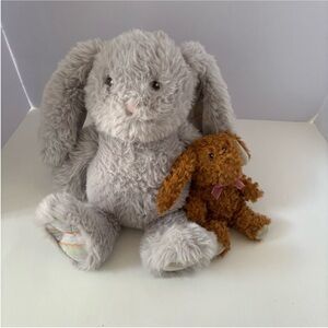 Stuffed Bunny Plush Lot Gray Brown Rabbits Stuffed Animals Toddler Easter Gift